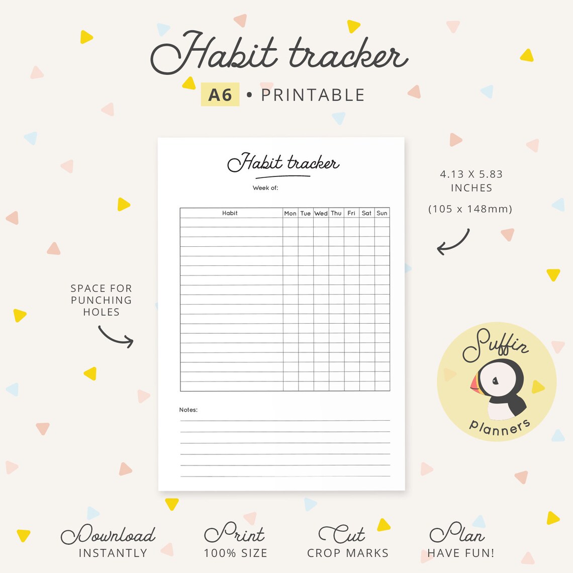 A6 Habit Tracker A6 Ring Habit Tracker Printable Habit | Etsy