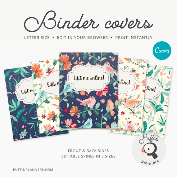 Binder Cover Printable Editable Canva Binder Insert Planner Etsy