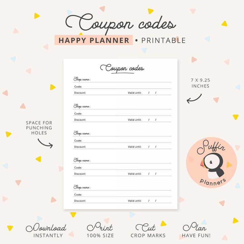 Coupon Code Tracker for Happy Planner, Classic Happy Planner Printable