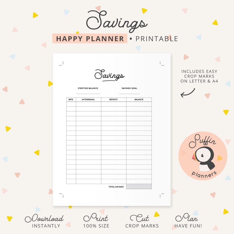 Happy Planner Savings Tracker Printable Happy Planner - Etsy