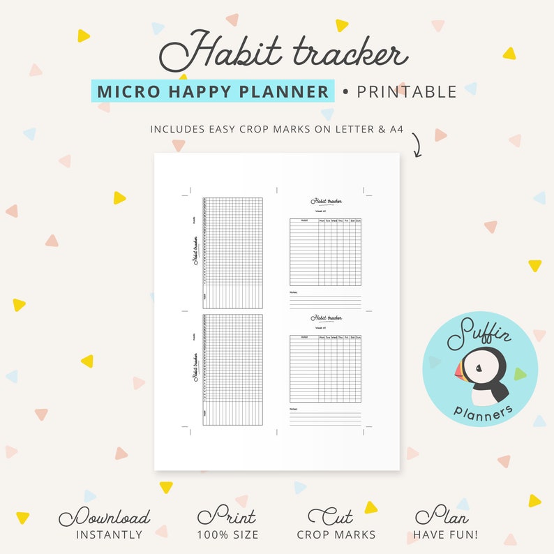 Micro Happy Planner Habit Tracker, Habit Tracker Printable, Habit ...