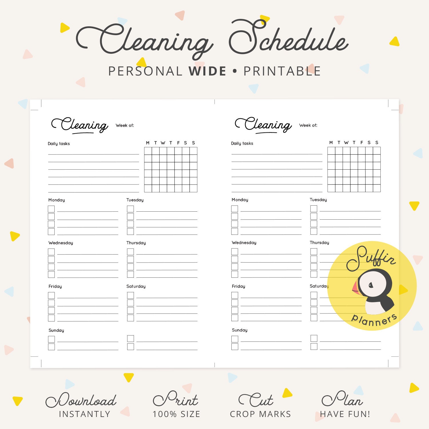 Cleaning Schedule Planner Printable, Personal Wide Ring Printable ...