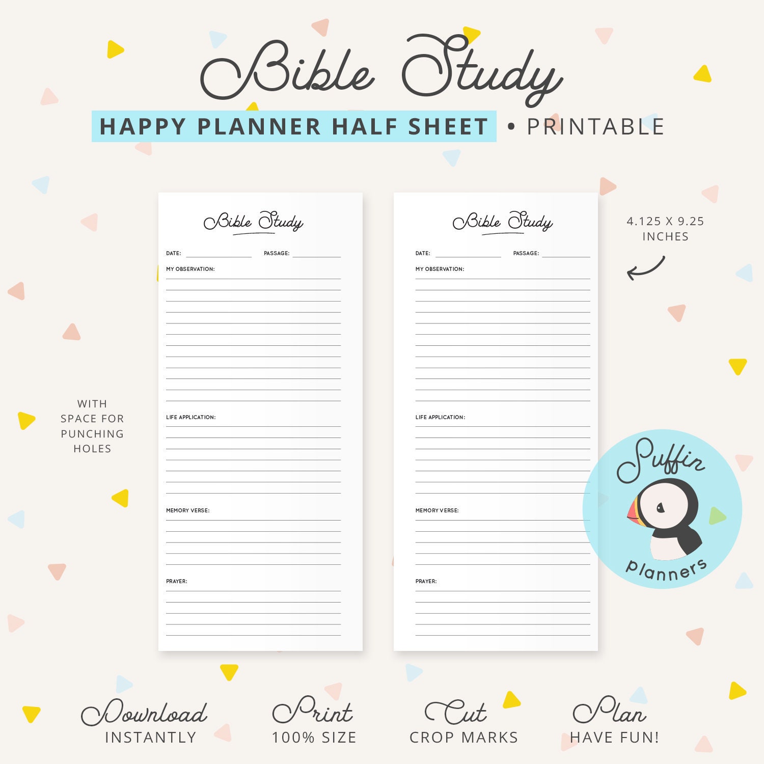 Bible Study Notes, Half Sheet Happy Planner, Half Sheet Inserts, Half ...