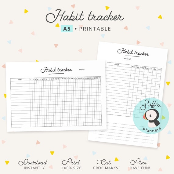 Paper & Party Supplies PDF download A4 A5 US Letter Printable Habit ...