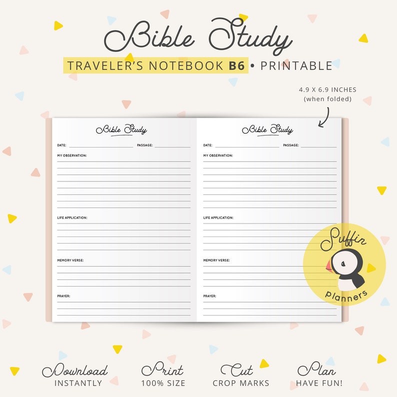 Travelers Notebook B6 Printables B6 Printable Bible Study Tn - Etsy