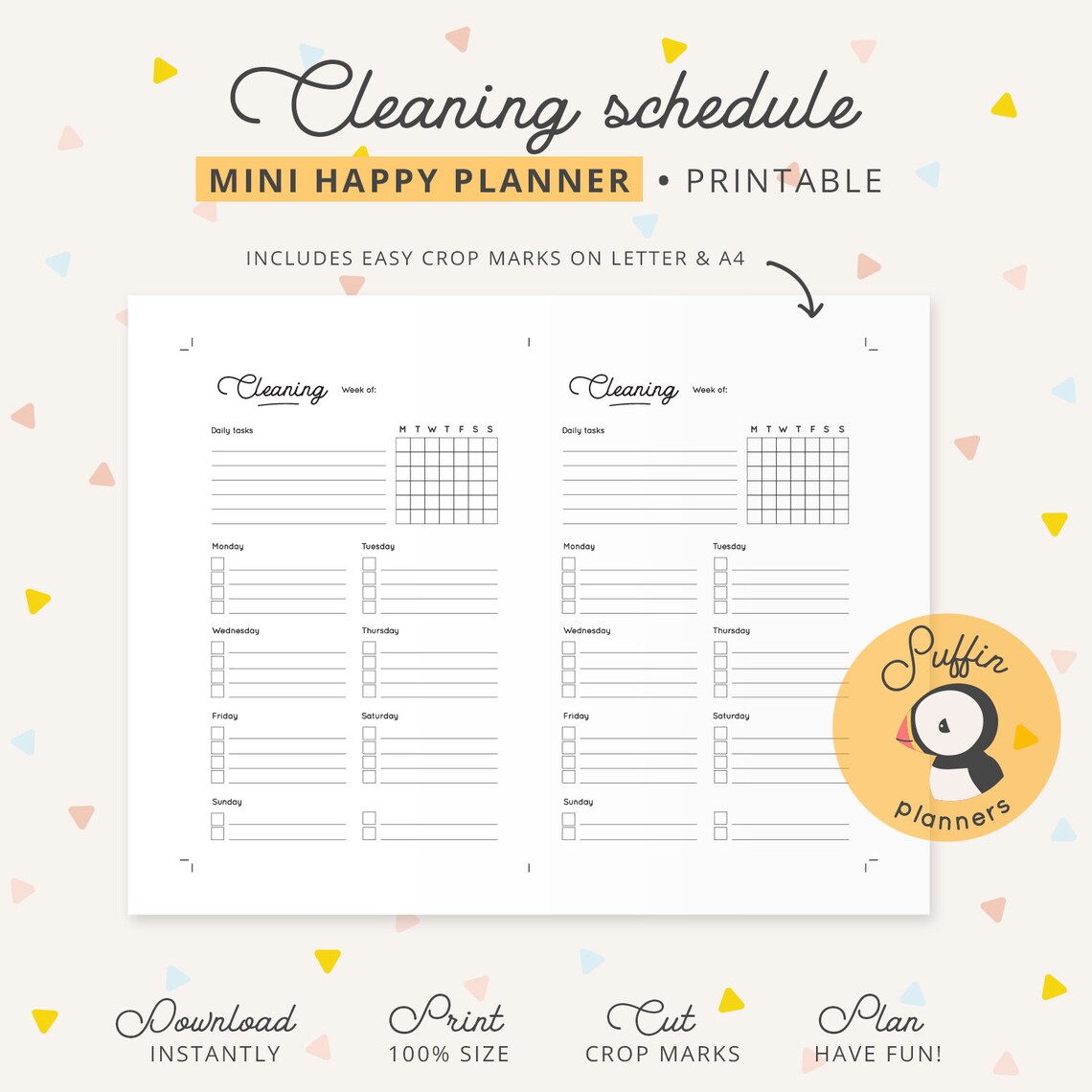 Mini Happy Planner Cleaning Schedule Planner Printable Mini - Etsy