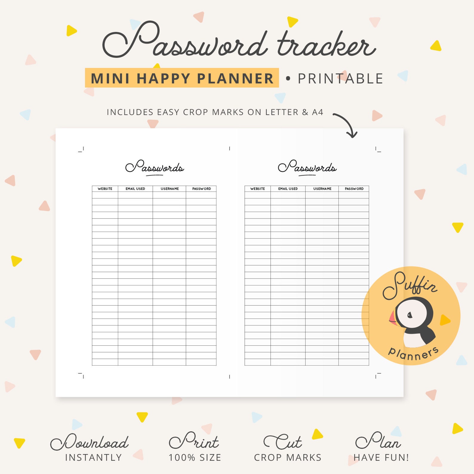 Mini Happy Planner Password Inserts Mini Happy Planner - Etsy