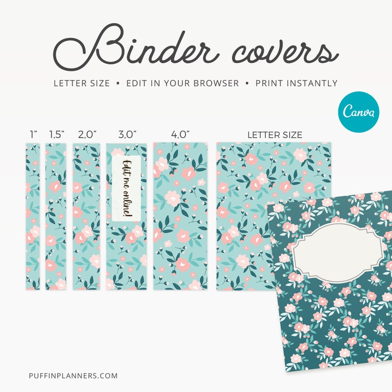 Binder Cover Printable Editable Canva Binder Insert Planner Etsy