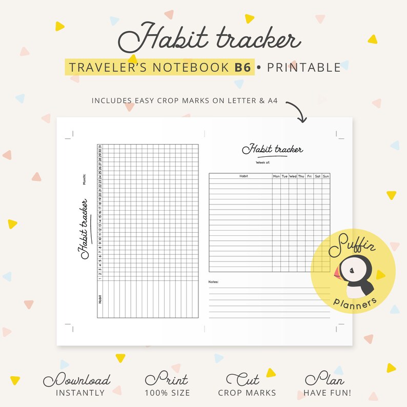 Habit Tracker B6 Printable Inserts Travelers Notebook B6 - Etsy