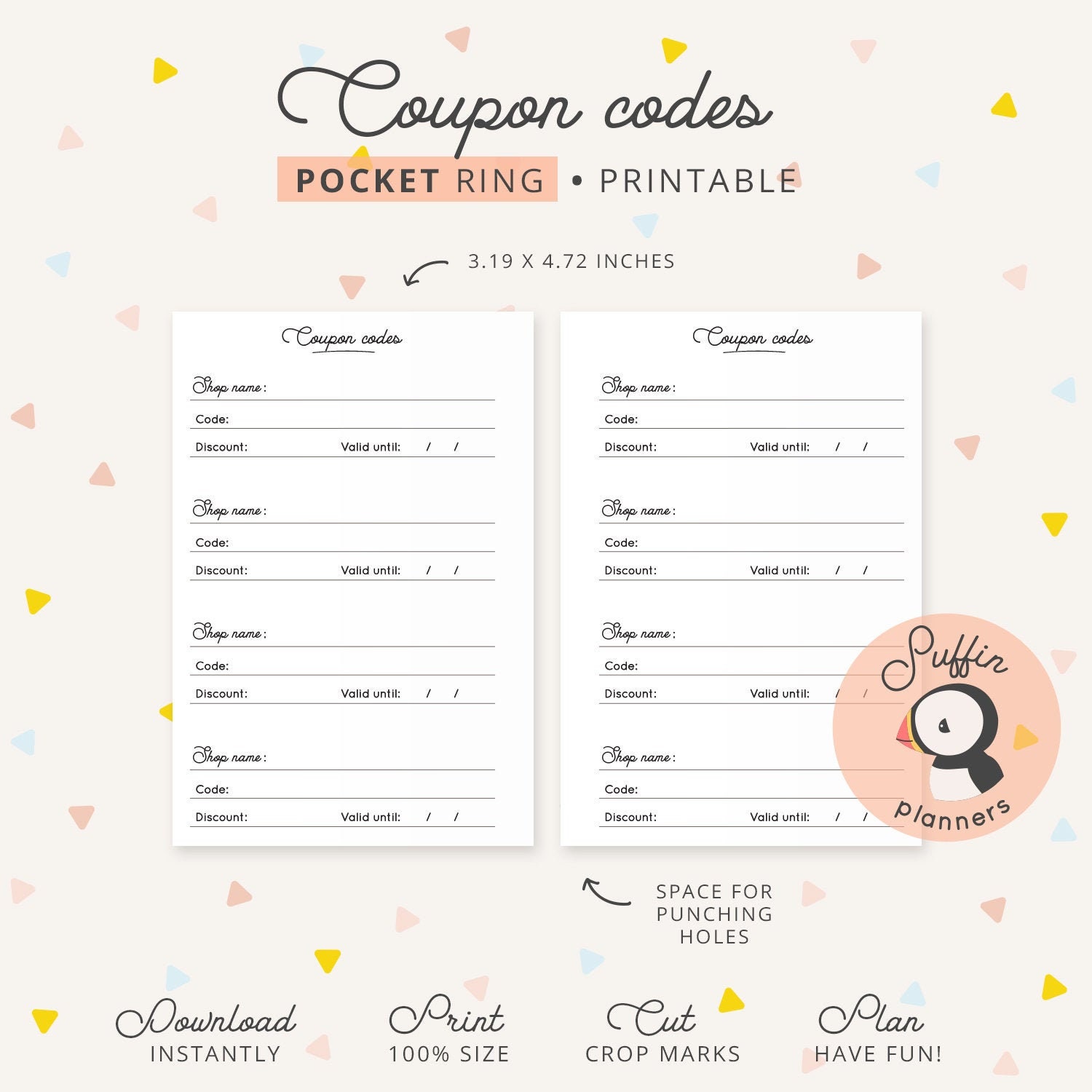 Coupon Code Tracker for Pocket Ring Planners Pocket Etsy