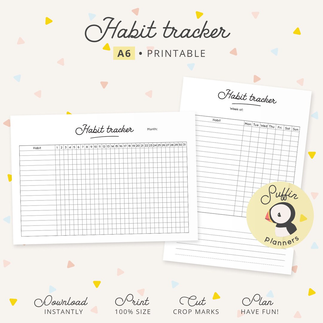 A6 Habit Tracker, A6 Ring, Habit Tracker Printable, Habit Printable ...