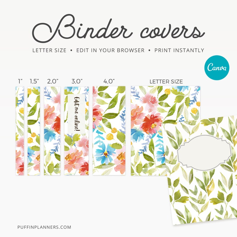 Binder Cover Printable Editable Canva Binder Insert Planner Etsy