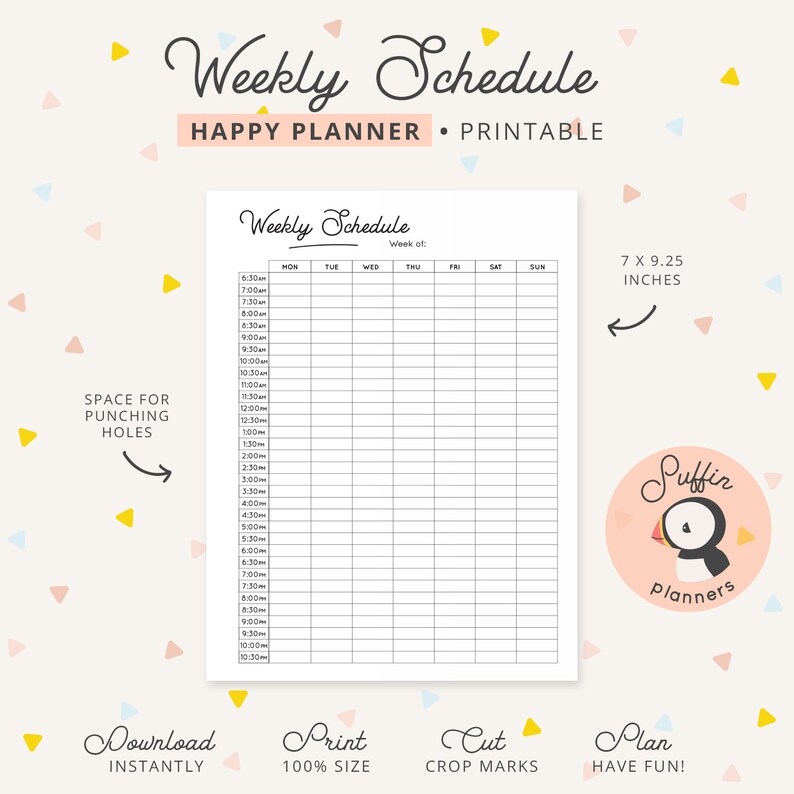 Happy Planner Hourly Inserts, Hourly Schedule, Hourly Planner Pages