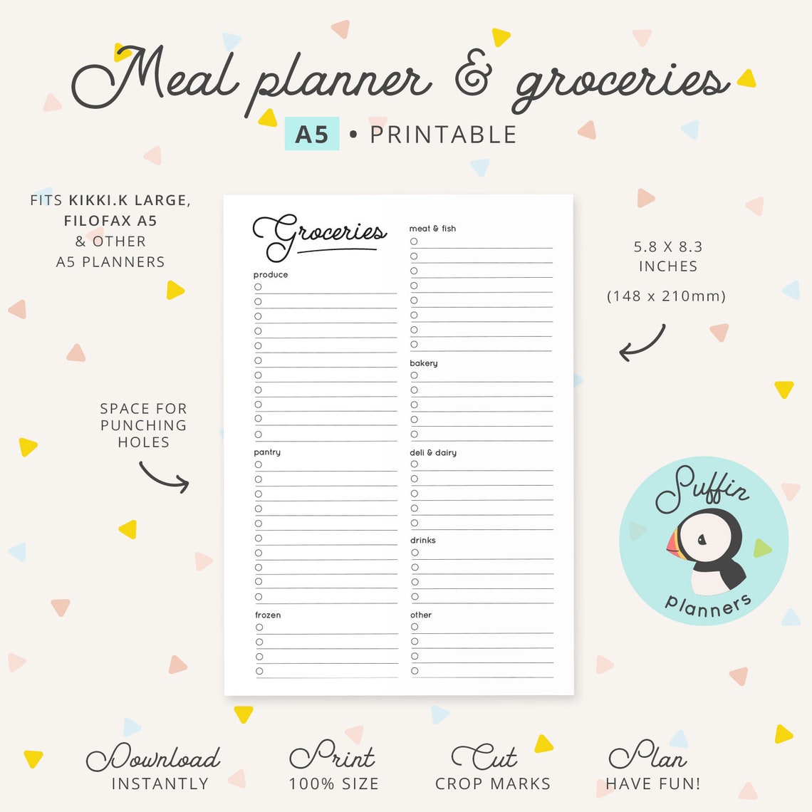 A5 Meal Plan Meal Planner Printable for A5 Ring Planner Meal - Etsy Canada