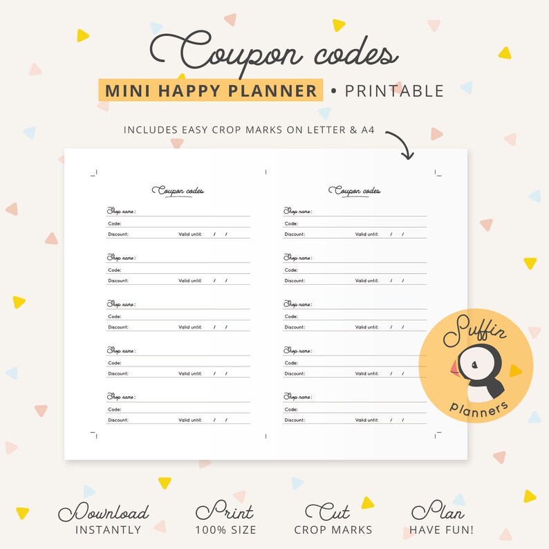 Coupon Code Tracker for Mini Happy Planner, Mini Happy Planner