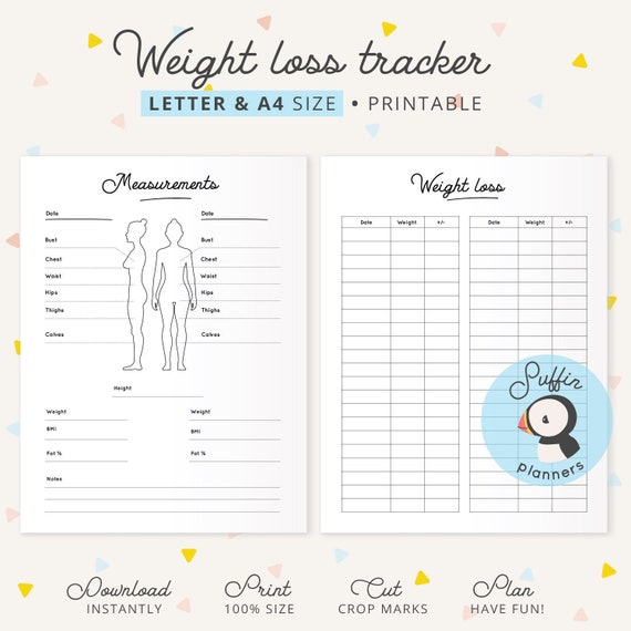 Weight loss tracker printable A4 & Letter size Weight | Etsy
