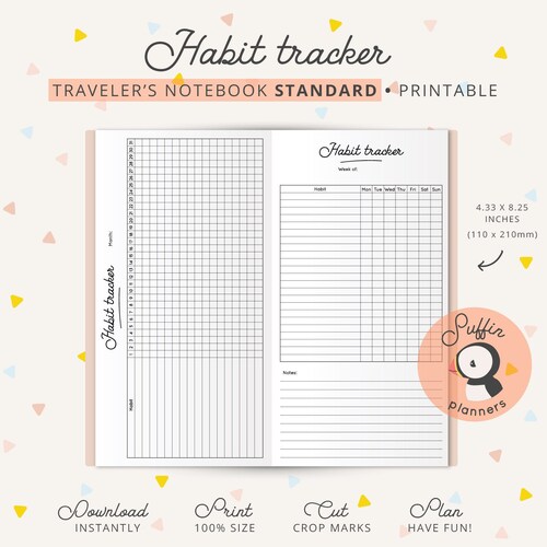 Habit Tracker Travelers Notebook Standard Insert Midori - Etsy