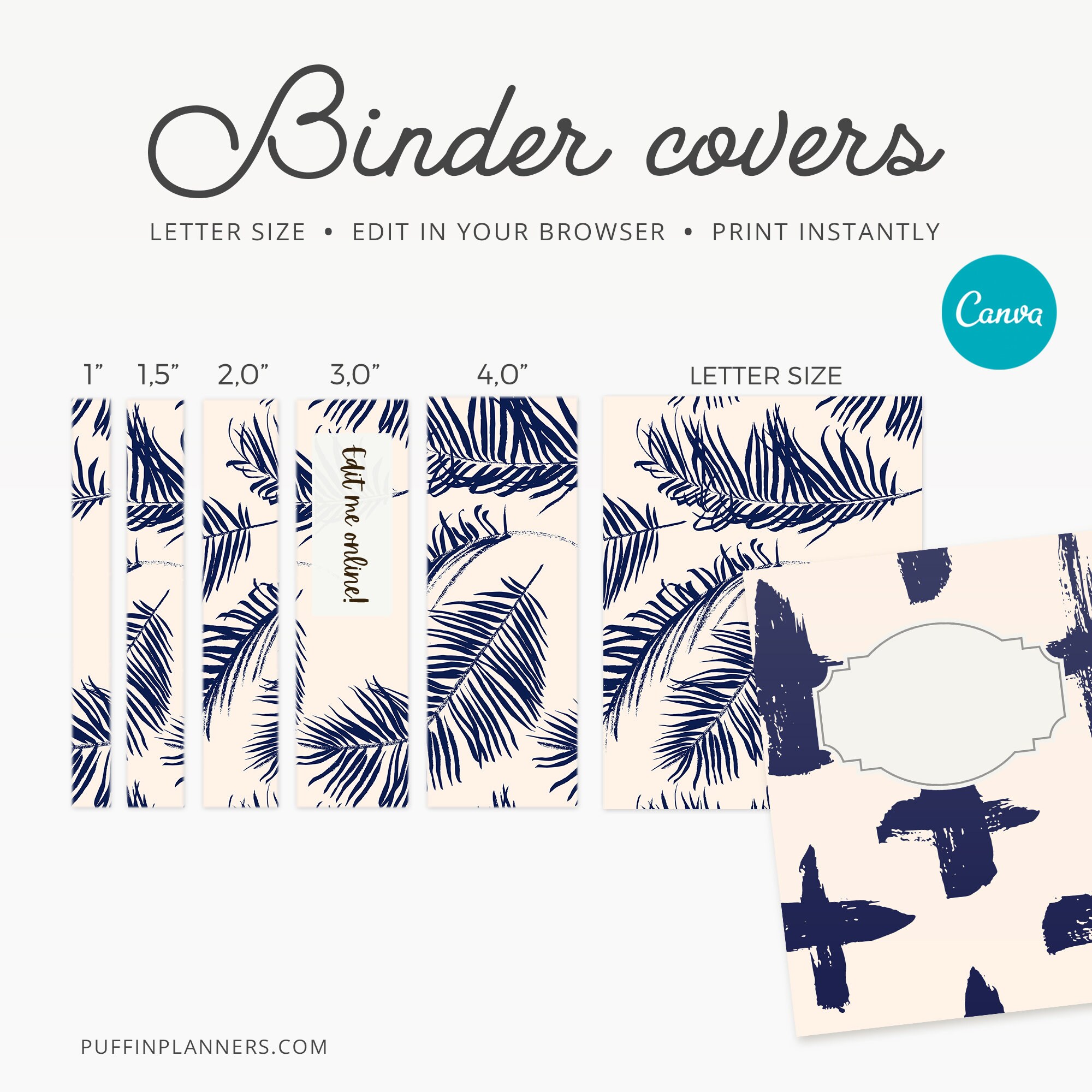 Binder Cover Printable Editable Canva Binder Insert Planner Etsy