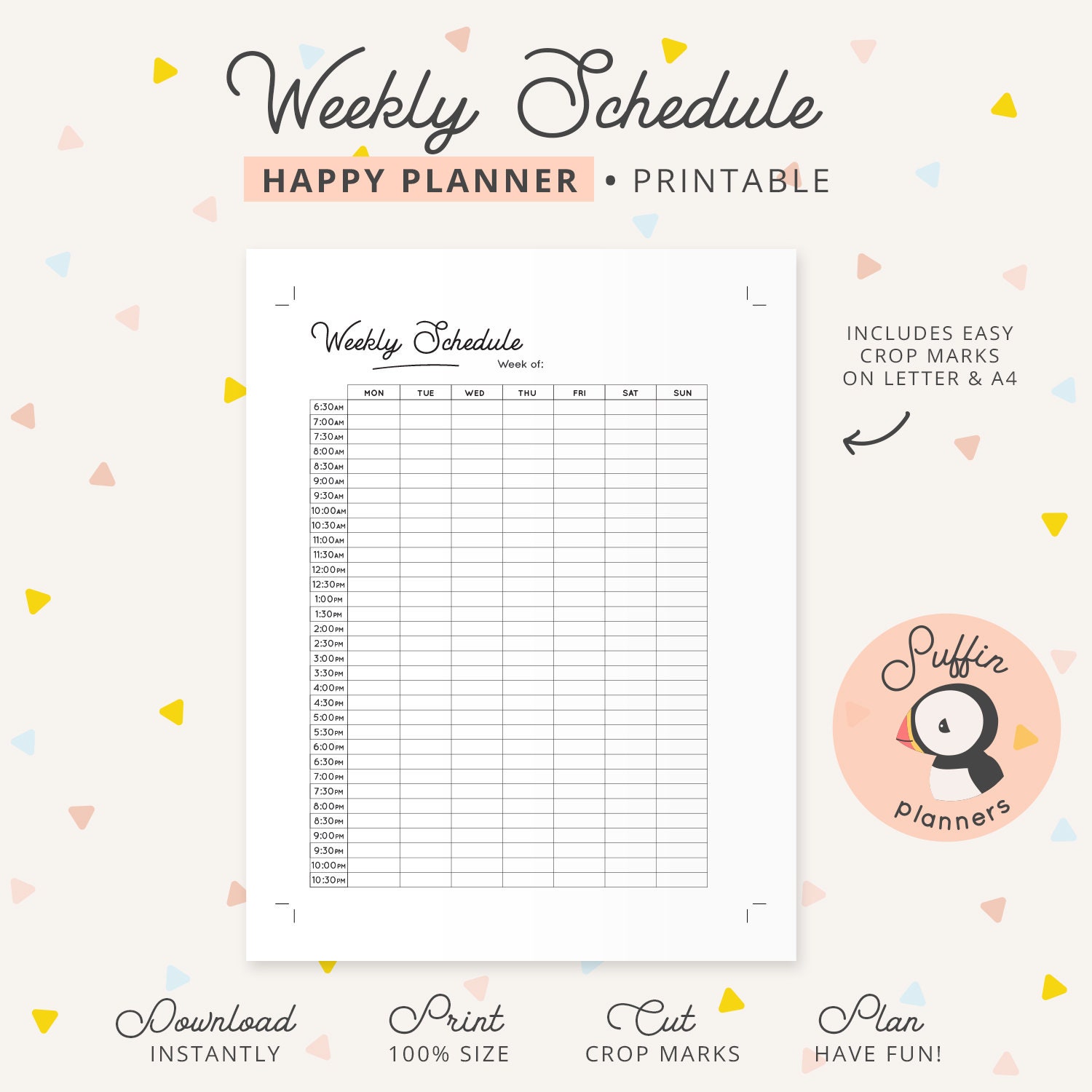 Happy Planner Hourly Inserts Hourly Schedule Hourly Planner Etsy