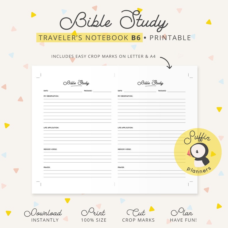 Travelers Notebook B6 Printables B6 Printable Bible Study Tn - Etsy