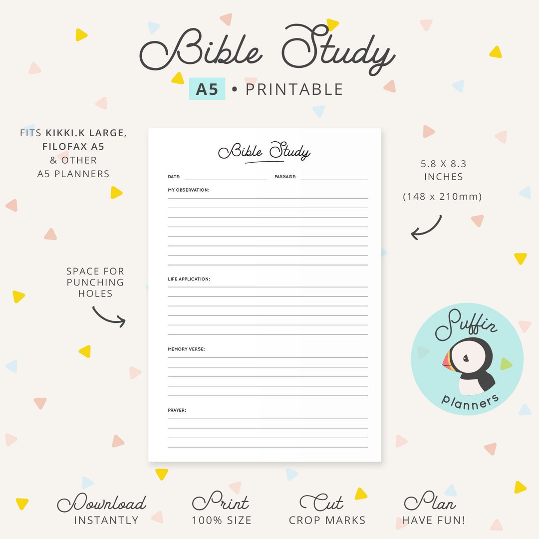 Bible Study Printable, A5 Ring Printable, Bible Study Notes, Bible ...