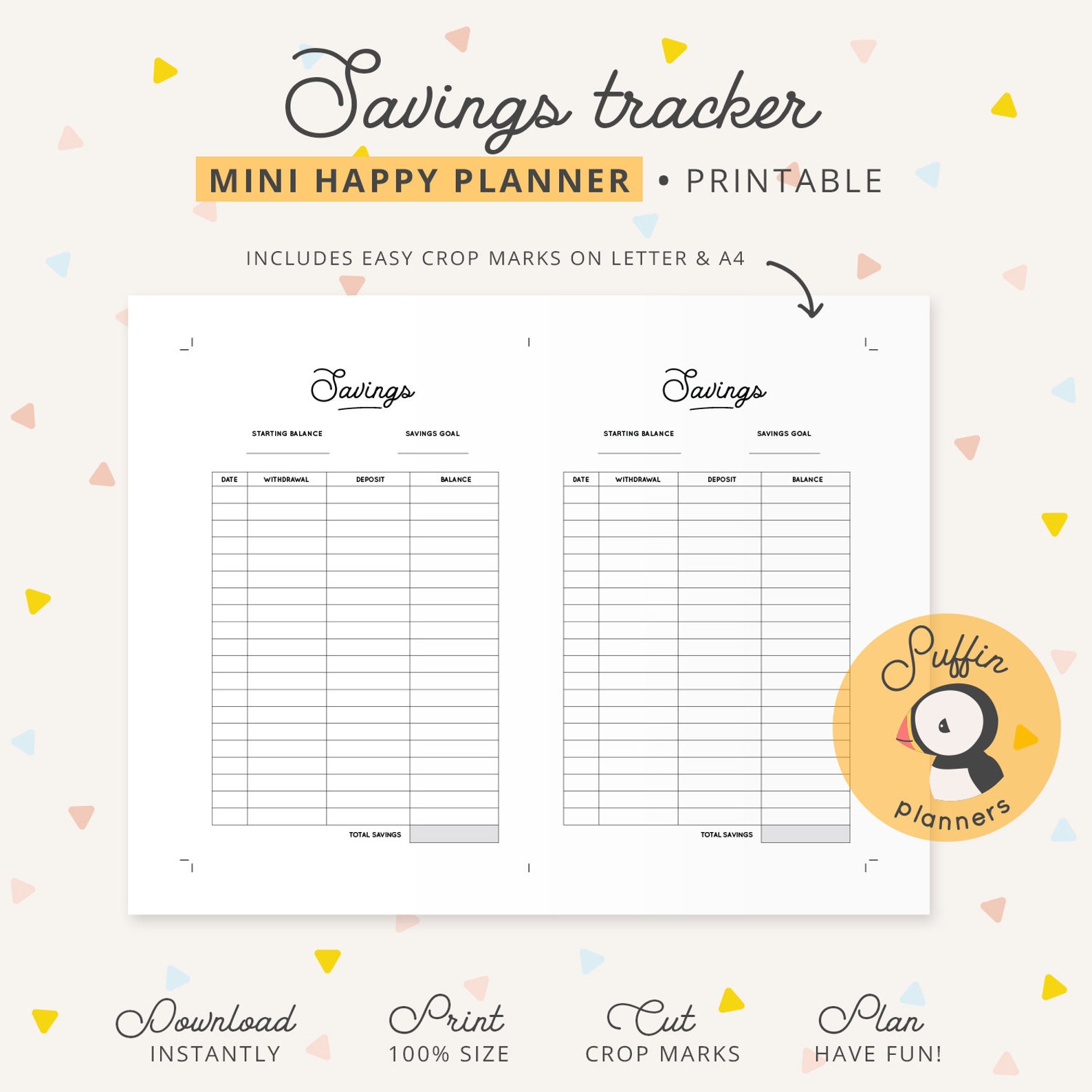 Mini Happy Planner Savings Tracker Printable, Mini Happy Planner ...