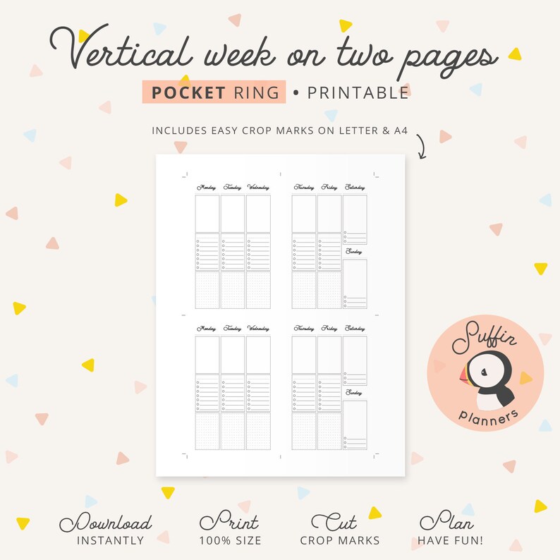Vertical Weekly Planner Printable, Weekly Lists and Boxes, Week on Two ...