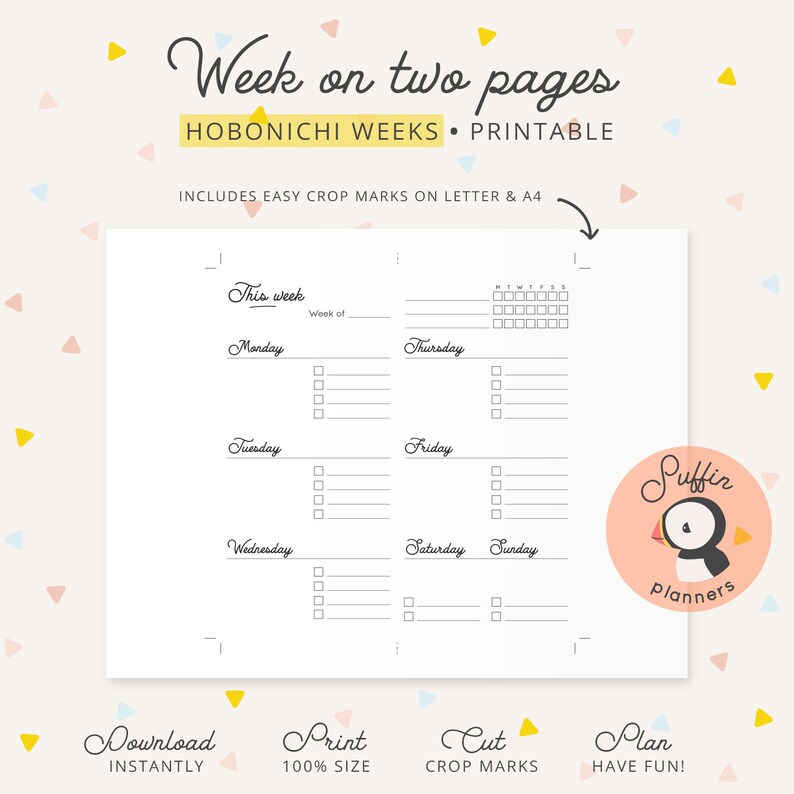 Hobonichi Weeks Weekly Printable Inserts, Week on Two Pages, Hobonichi ...