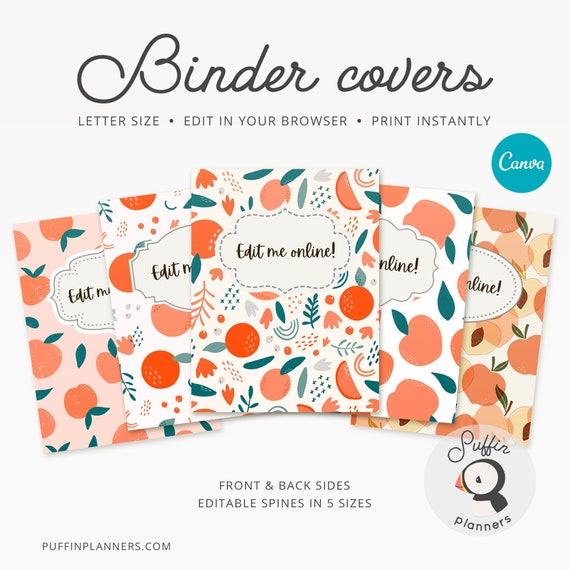 Binder Cover Printable Editable Canva Binder Insert Planner Etsy