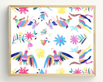 Animal Otomi Print, Otomi Wall Art, Mexicaanse volkskunst afdrukbare digitale download, kinderkamer decor, slaapzaal decor, 4x6, 5x7, 8x10, 11x14, 16x20