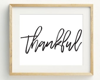 Arte de pared imprimible agradecido, arte imprimible de descarga instantánea, decoración de Acción de Gracias, decoración de otoño, 5x7, 8x10, 11x14,