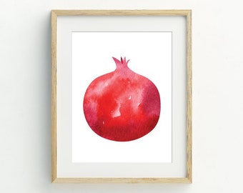 Granatäppletryck, väggkonst för kök, väggdekor med frukt, utskrivbar digital nedladdning av granatäpple, minimalistisk väggkonst, 5x7, 8x10, 11x14