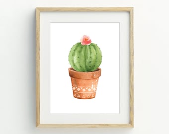 Cactus print, Printable cactus art, Botanical print, Cactus poster, Watercolor Cactus wall art, Plant Art, Cactus Wall Decor, boho decor