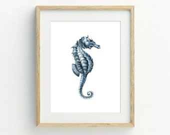 Seahorse print, seahorse printable, beach decor, coastal wall art, nautical art, beach art, 5x7, 8x10, 11x14