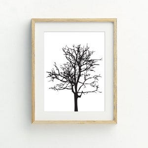 Tree Print, Woodland Wall Art, Minimalist Tree Wall Decor, Black and White Tree Printable Art, instant digital download 5x7 8x10 11x14 16x20