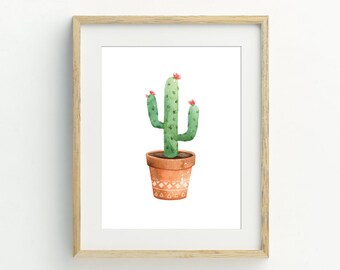Cactus print, Printable cactus art, Botanical print, Cactus poster, Watercolor Cactus wall art, Plant Art, Cactus Wall Decor, boho decor