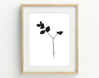 Minimalist Botanical print, Minimal wall art, Plant wall print, Black and white, Instant Download Printable Art, 5x7, 8x10, 11x14