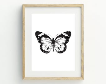 Butterflies Printable Monochrome Butterfly Art Prints | Etsy