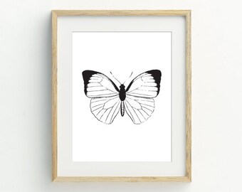 Butterfly Printable, Monochrome Butterfly Art Prints, Minimalist home, Black and white wall art, Monochrome Decor, 5x7, 8x10, 11x14