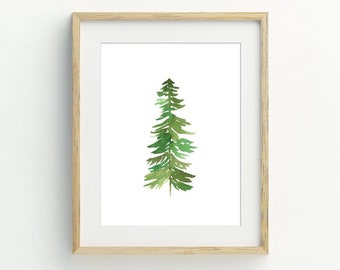 Tree Print Watercolor Pine Trees Printable Art Minimalist | Etsy