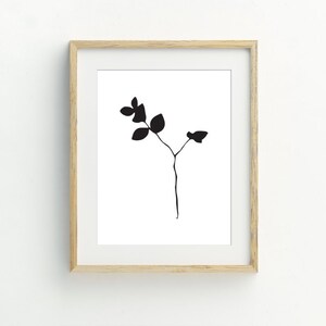 Minimalist Botanical print, Minimal wall art, Plant wall print, Black and white, Instant Download Printable Art, 5x7, 8x10, 11x14