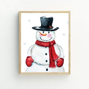 Snowman Print, Christmas Printable, Snowman printable, Christmas wall art decor, instant digital download, 5x7, 8x10, 11x14, 16x20