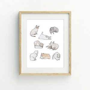 Cats Print, Cat Wall Art, Cat printable digital download, Cat poster, funny cat wall art, gift for cat lover, 5x7, 8x10, 11x14