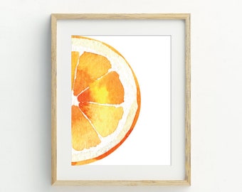 Orange Slice Print, Fruit Printable, Kitchen Wall Art, digital download, minimalist wall art, 5x7, 8x10, 11x14, 16x20