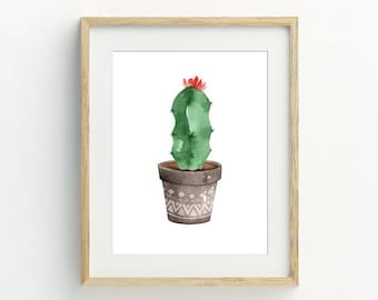 Cactus print, Printable cactus art, Botanical print, Cactus poster, Watercolor Cactus wall art, Plant Art, Cactus Wall Decor, boho decor