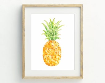 Pineapple Print, Pineapple Watercolor Printable, Kitchen Wall Art, Pineapple digital download, minimalist wall art, 5x7, 8x10, 11x14, 16x20