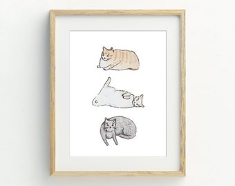 Cats Print, Cat Wall Art, Cat printable digital download, Cat poster, nursery wall art, minimalist wall art, 5x7, 8x10, 11x14, 16x20