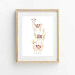 Llama Print, Animal Wall Art, Llama printable art, stacked llamas print, digital download, nursery wall art, 5x7, 8x10, 11x14