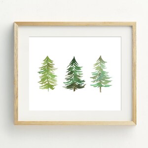 Tree Print, Watercolor Pine Trees Printable Art, Minimalist Tree Wall ...