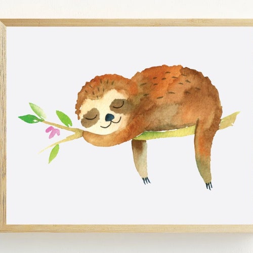 Sloth Wall Art Animal Print Tropical Print Sloth Nursery - Etsy